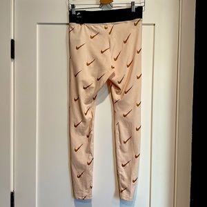 Nike Leggings - M - Pink with Gold swoosh marks